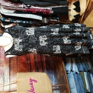 INDIA Boutique | Black Knit Elephant Print Dress